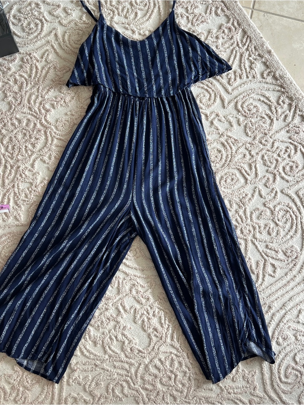 Cotton On Navy and White Striped Sleeveless Jumpsuit